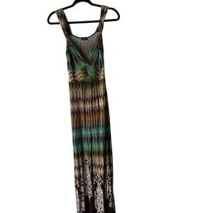 Life Style Sleeveless Maxi Dress Size Large Boho Twist‎ Front Ombre Print